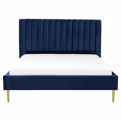 Bed Velvet MARVILLE 160 x 200 cm (EU King Size) Navy Blue