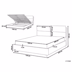 Ottoman Bed Velvet BATILLY 140 x 200 cm (EU Double) Grey