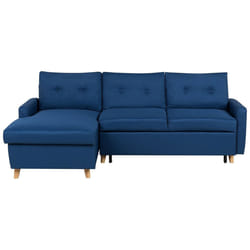 Corner Sofa Bed FLAKK Fabric Navy Blue with Storage 4 Seater Right Hand