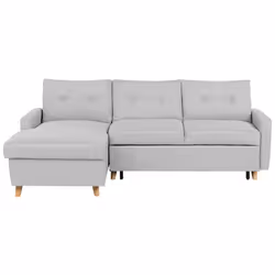Corner Sofa Bed FLAKK Fabric Light Grey with Storage 4 Seater Right Hand