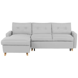 Corner Sofa Bed FLAKK Fabric Light Grey with Storage 4 Seater Right Hand