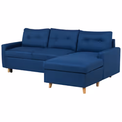 Corner Sofa Bed FLAKK Fabric Navy Blue with Storage 4 Seater Left Hand