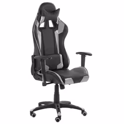 Gaming Chair Swivel KNIGHT Faux Leather Silver
