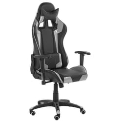 Gaming Chair Swivel KNIGHT Faux Leather Silver