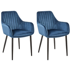 Set of 2 Dining Chairs WELLSTON Velvet Dark Blue