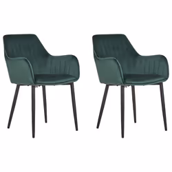 Set of 2 Dining Chairs WELLSTON Velvet Dark Green