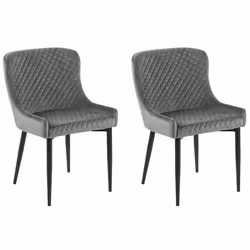 Set of 2 Dining Chairs SOLANO Velvet Grey