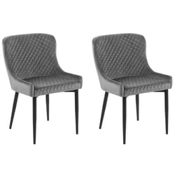 Set of 2 Dining Chairs SOLANO Velvet Grey