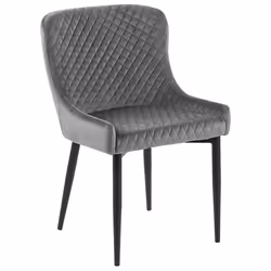Set of 2 Dining Chairs SOLANO Velvet Grey