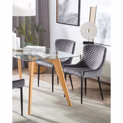 Set of 2 Dining Chairs SOLANO Velvet Grey