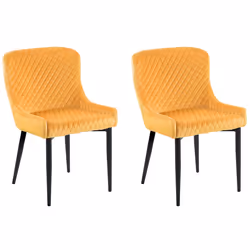 Set of 2 Dining Chairs SOLANO Velvet Yellow