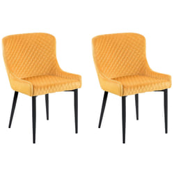 Set of 2 Dining Chairs SOLANO Velvet Yellow