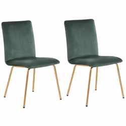 Set of 2 Dining Chairs RUBIO Velvet Emerald Green