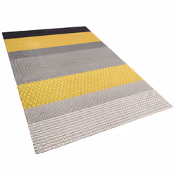Wool Area Rug 140 x 200 cm Yellow and Grey AKKAYA