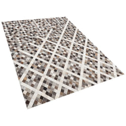 Leather Area Rug 160 x 230 cm Grey and Brown AKDERE
