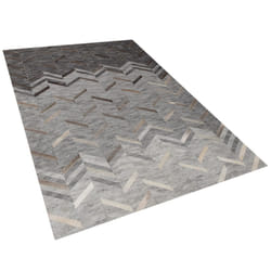 Leather Area Rug 140 x 200 cm Grey ARKUM