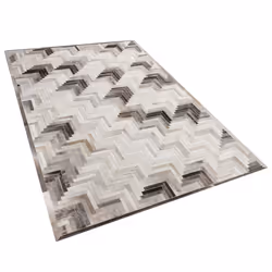 Leather Rug 140 x 200 cm Grey and Beige ARSUZ