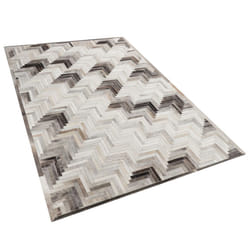 Leather Rug 140 x 200 cm Grey and Beige ARSUZ