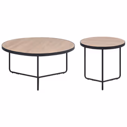 Set of 2 Coffee Tables MELODY Light Brown
