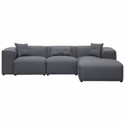 Corner Sofa DOLVA Fabric Dark Grey 3 Seater Left Hand