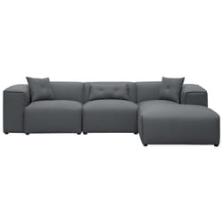 Corner Sofa DOLVA Fabric Dark Grey 3 Seater Left Hand