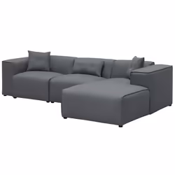 Corner Sofa DOLVA Fabric Dark Grey 3 Seater Left Hand