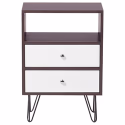 2 Drawer Bedside Table ARVIN Brown/ White