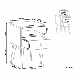 1 Drawer Bedside Table RODES Dark Brown