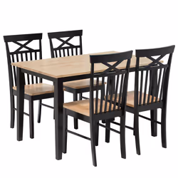 Dining Set HOUSTON Wood Brown/ Black 4 Seater