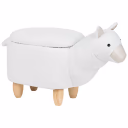 Storage Animal Stool ALPACA Fabric White