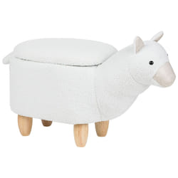 Storage Animal Stool ALPACA Fabric White