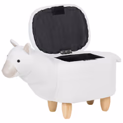 Storage Animal Stool ALPACA Fabric White