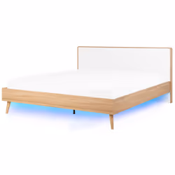 Bed with LED SERRIS 180 x 200 cm (EU Super King) Light Brown