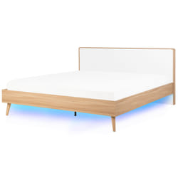 Bed with LED SERRIS 180 x 200 cm (EU Super King) Light Brown