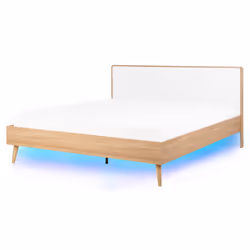 Bed with LED SERRIS 160 x 200 cm (EU King Size) Light Brown