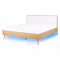 Bed with LED SERRIS 140 x 200 cm (EU Double) Light Brown