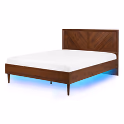 Bed with LED MIALET 140 x 200 cm (EU Double) Dark Brown