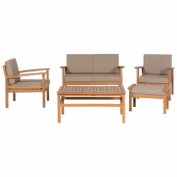 Garden Lounge Set with Table 4 Seater MANILA Certified Acacia Wood Light Brown