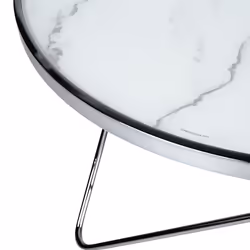 Coffee Table MERIDIAN Tempered Glass Marble/ Silver