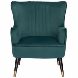 Wingback Chair VARBERG Velvet Emerald Green
