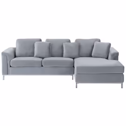 Corner Sofa OSLO Velvet Grey 4 Seater Left Hand