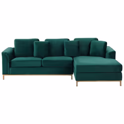 Corner Sofa OSLO Velvet Dark Green 4 Seater Left Hand