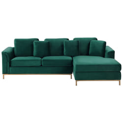 Corner Sofa OSLO Velvet Dark Green 4 Seater Left Hand