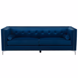 Sofa AVALDSENES Velvet Navy Blue 3 Seater