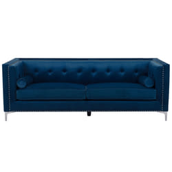 Sofa AVALDSENES Velvet Navy Blue 3 Seater