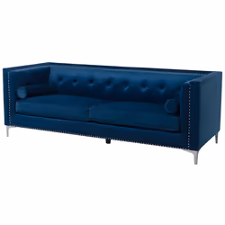 Sofa AVALDSENES Velvet Navy Blue 3 Seater