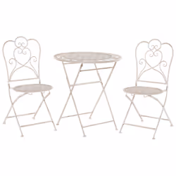 Bistro Set Folding TRIESTE Metal Light Beige