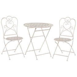Bistro Set Folding TRIESTE Metal Light Beige