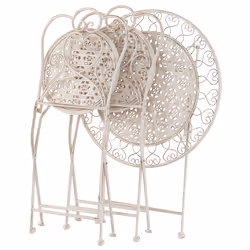 Bistro Set Folding TRIESTE Metal Light Beige