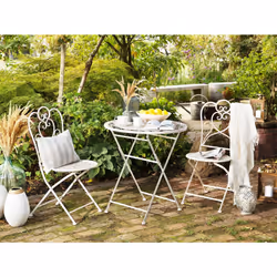 Bistro Set Folding TRIESTE Metal Light Beige